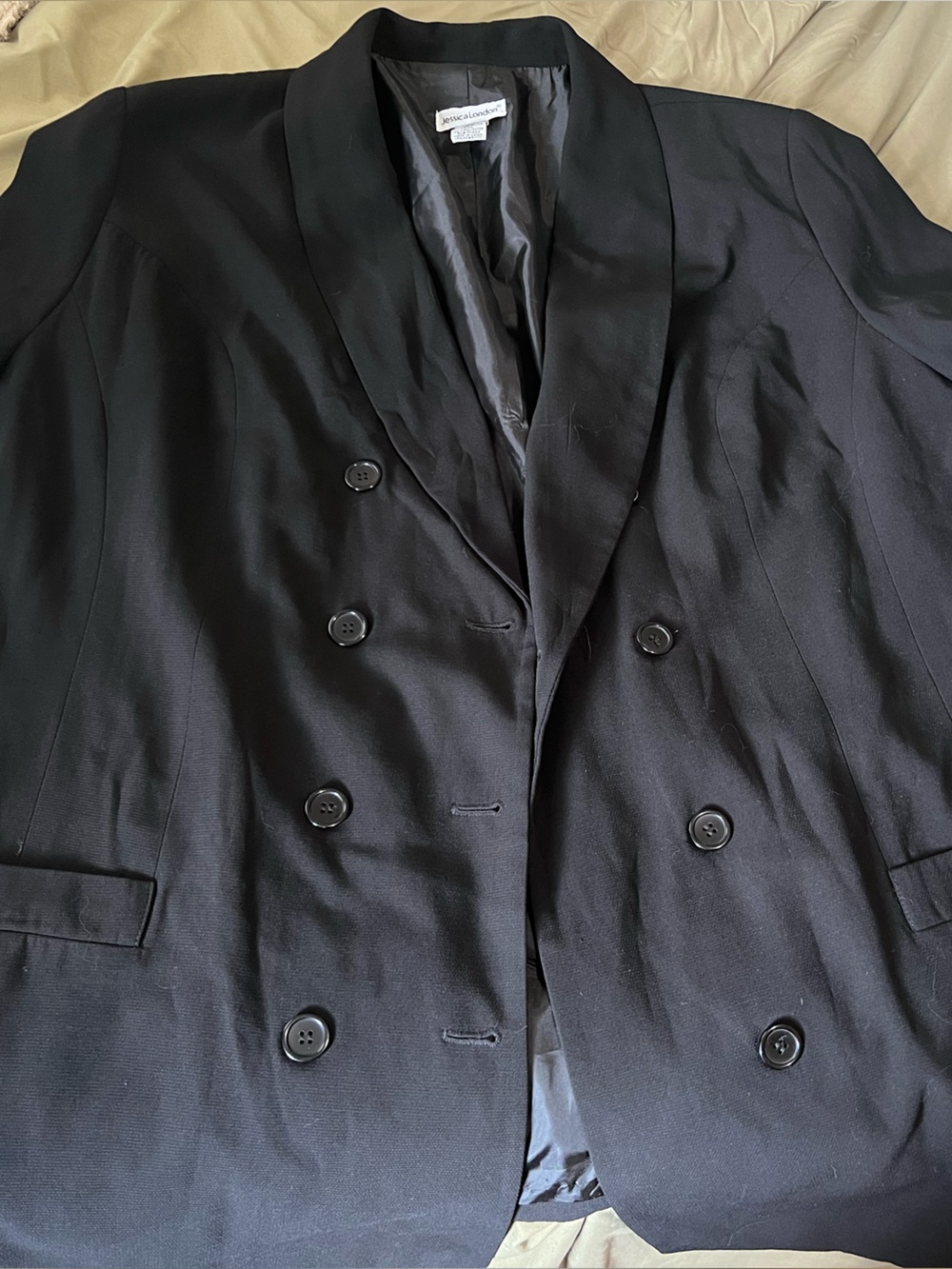Jessica London Black Double-Breasted Plus Size Blazer 20
